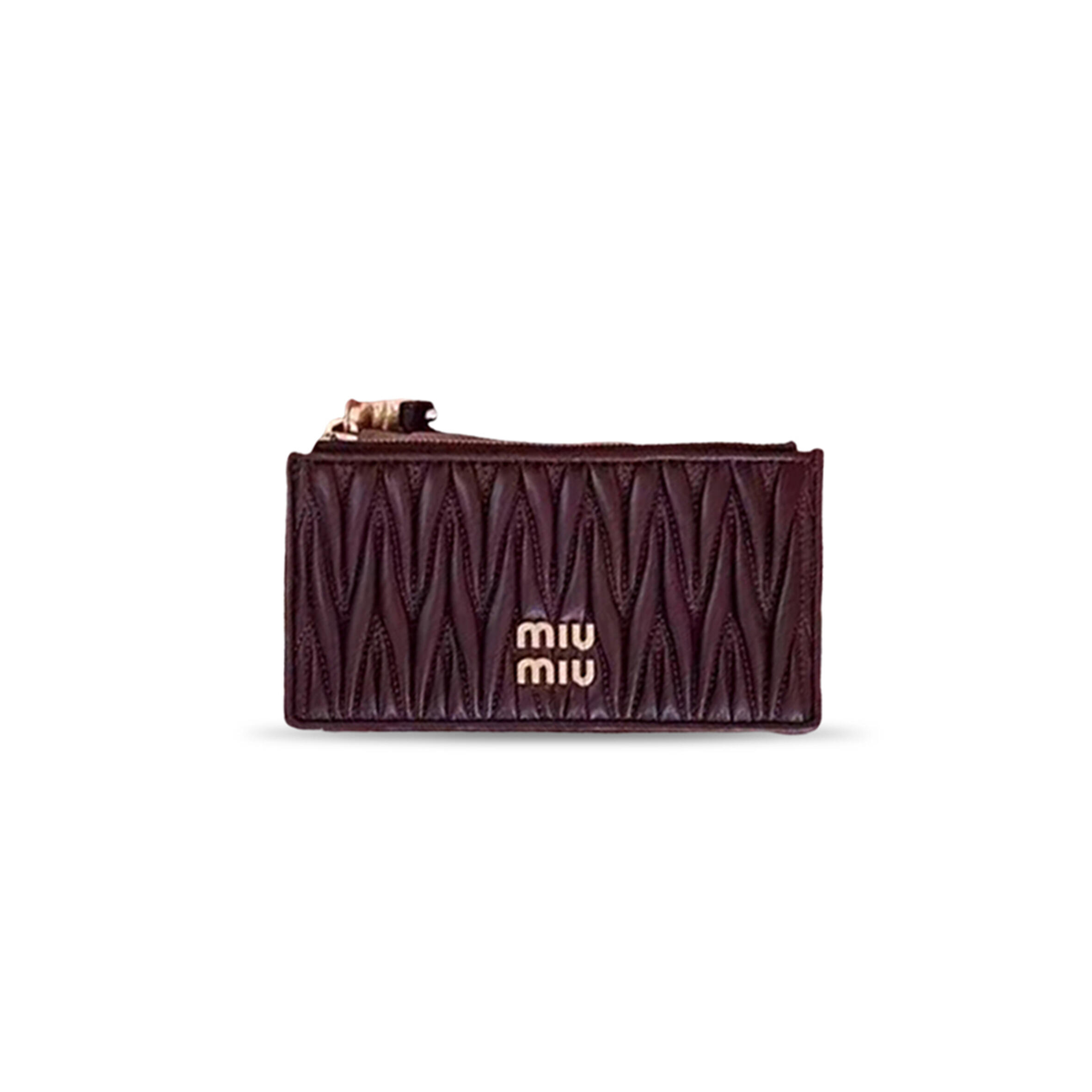 M1v M1v matelassÉ zippered solid color logo leather wallet 5mb006 (15*8cm)